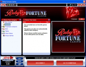 Lobby du casino Ruby Fortune